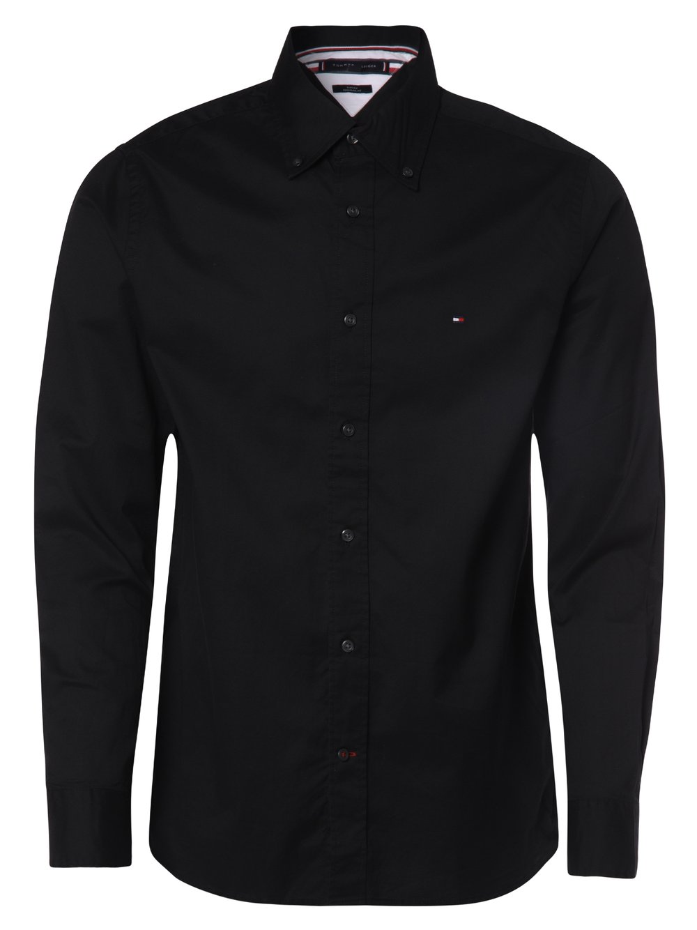 Tommy Hilfiger Koszula męska Mężczyźni Regular Fit Bawełna czarny jednolity button down, S