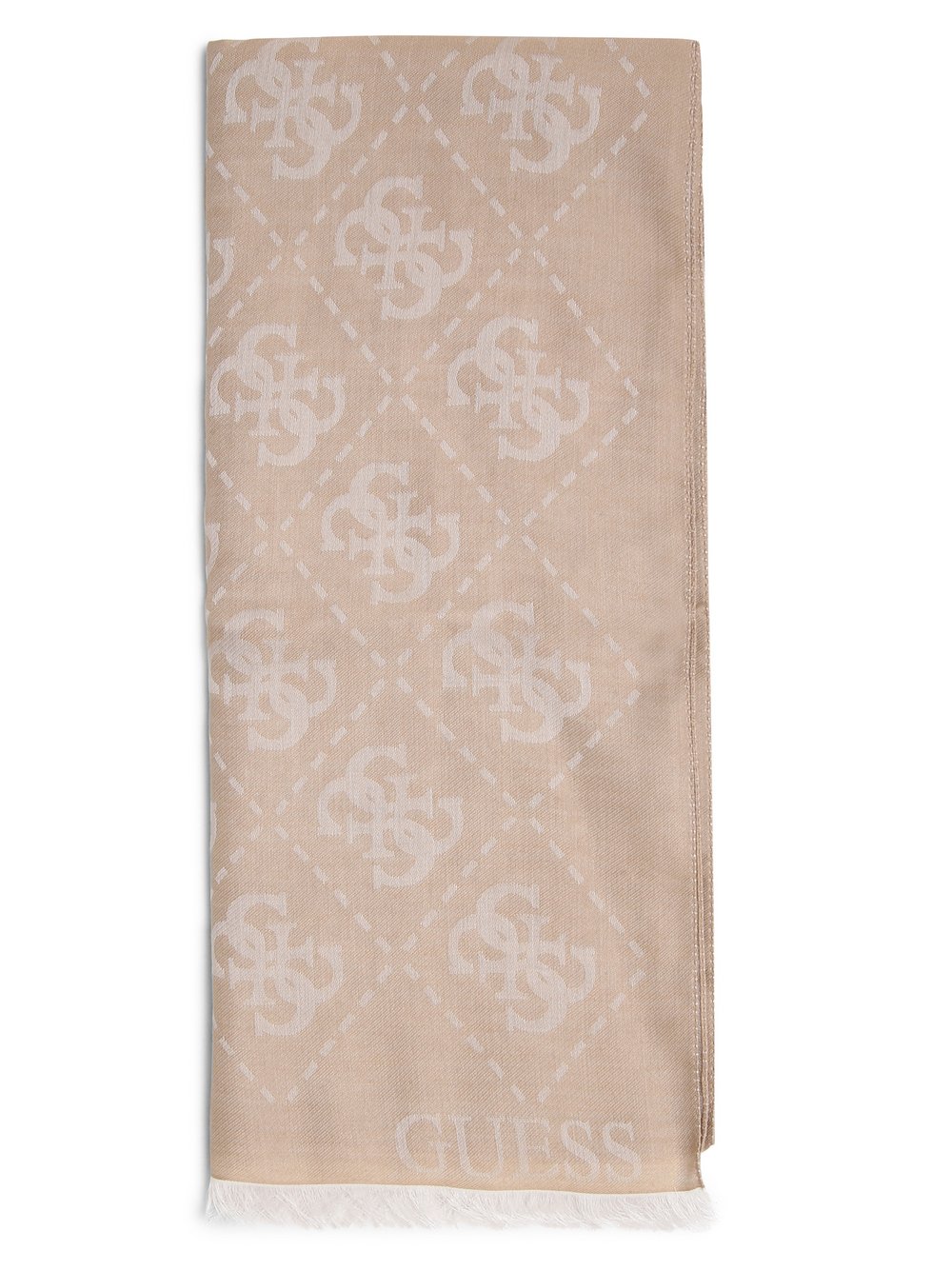 GUESS Szalik damski Kobiety beżowy|biały wzorzysty, ONE SIZE
