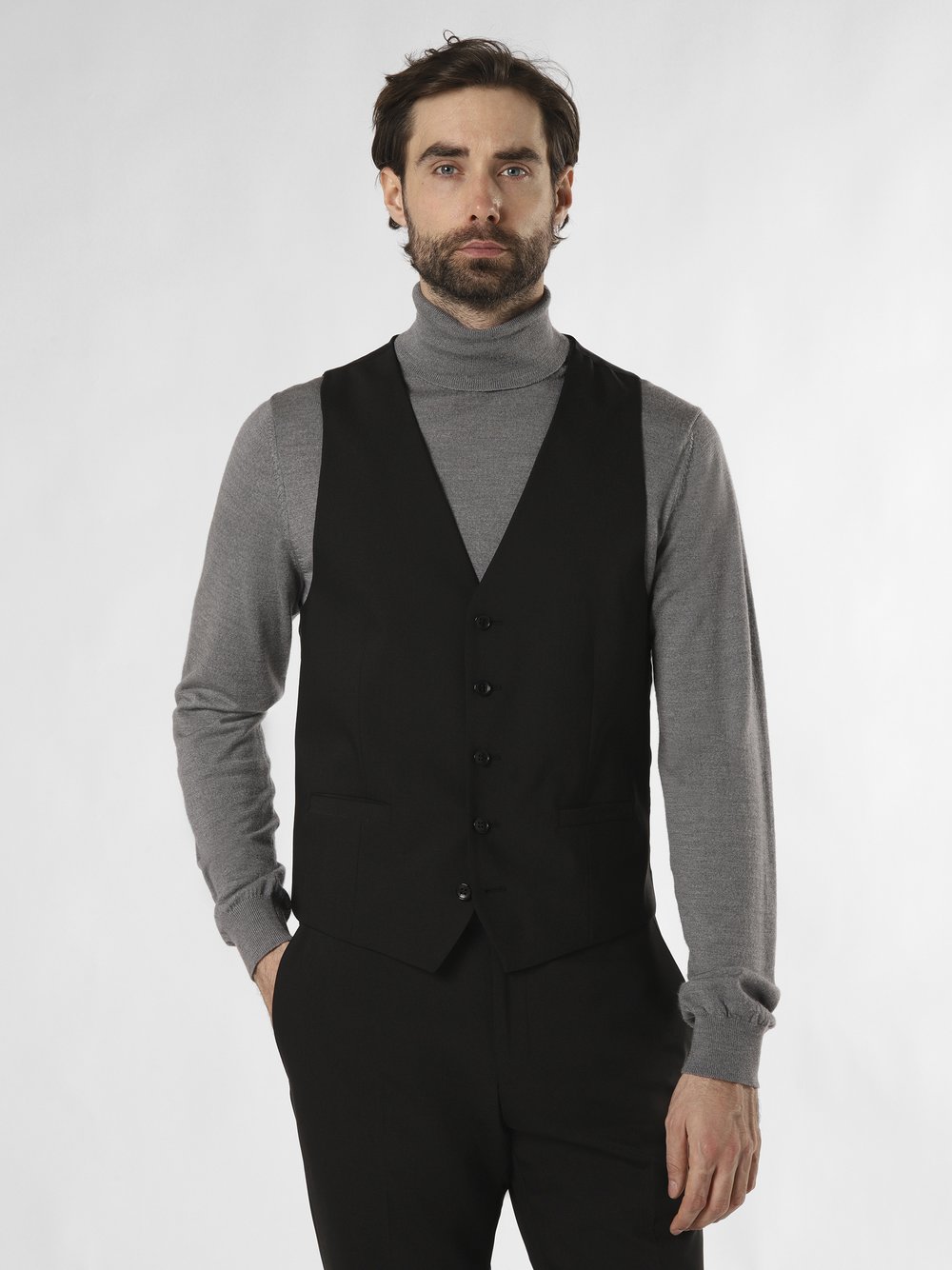 Strellson Męska kamizelka od garnituru modułowego Mężczyźni Slim Fit czarny jednolity, 48