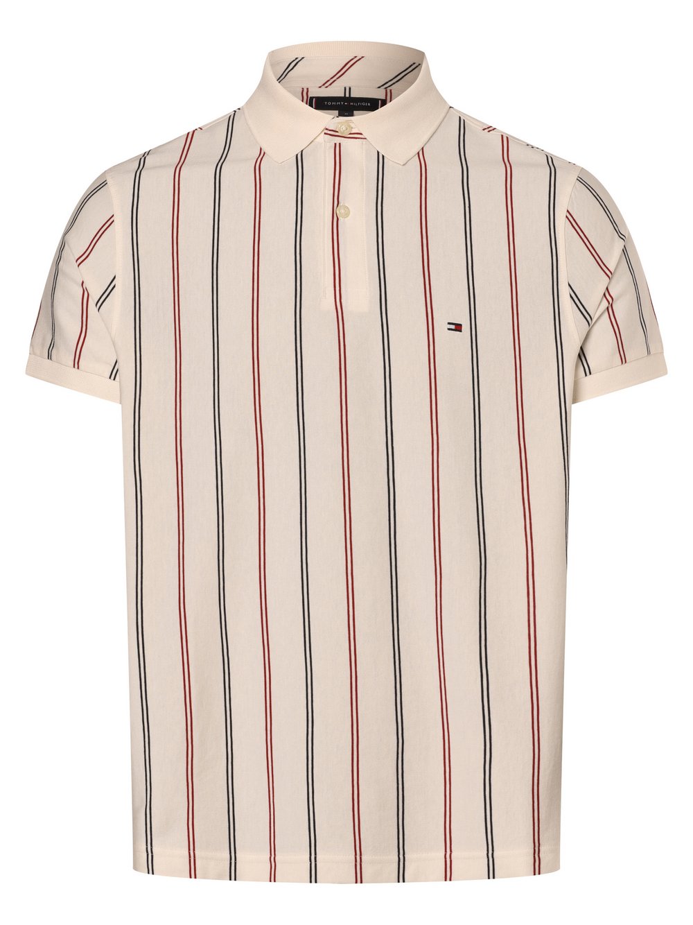 Tommy Hilfiger Męska koszulka polo Mężczyźni Bawełna biały|czerwony|niebieski w paski, S