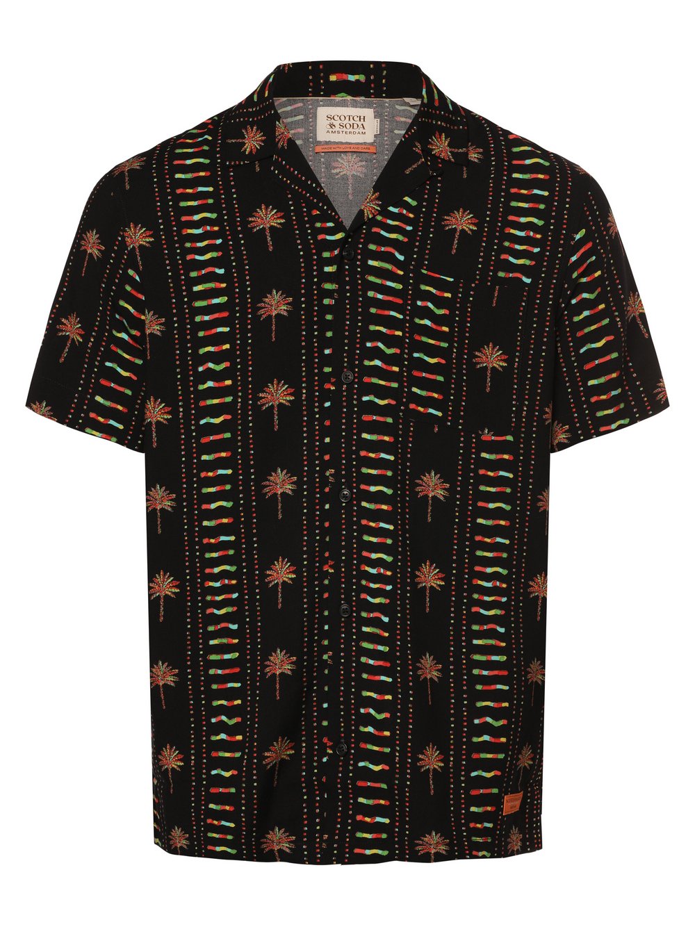 Scotch & Soda Koszula męska Mężczyźni Regular Fit wiskoza czarny|wielokolorowy wzorzysty, S