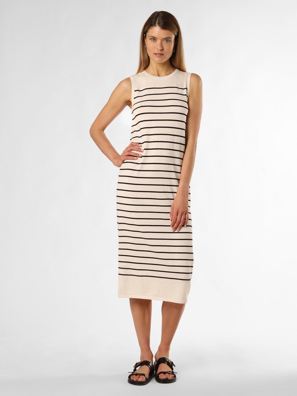 Selected Femme Sukienka damska - SLFBerga Kobiety Bawełna biały|czarny w paski, S