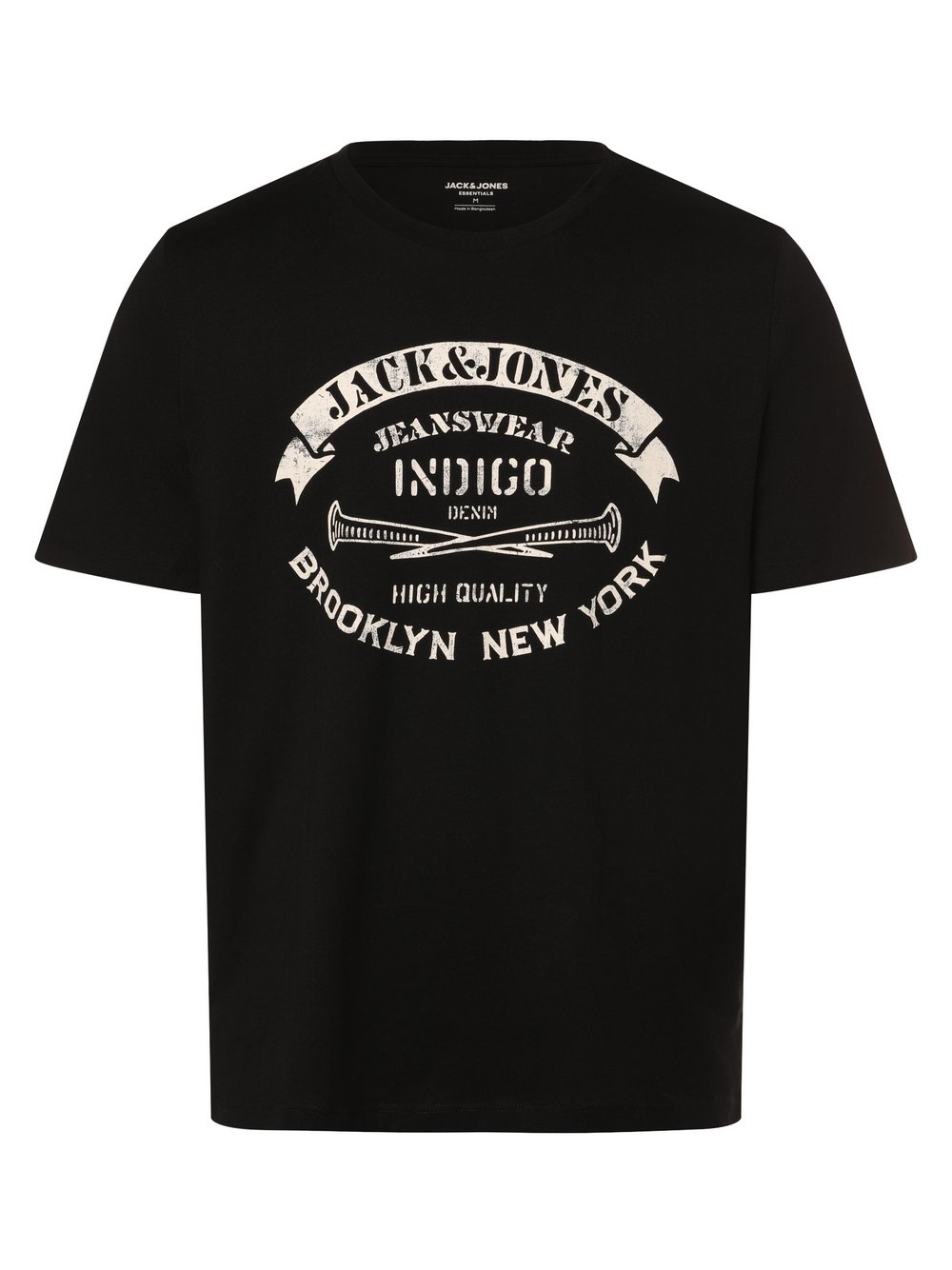 Jack & Jones Koszulka męska - JJEJeans Mężczyźni Bawełna czarny nadruk, S