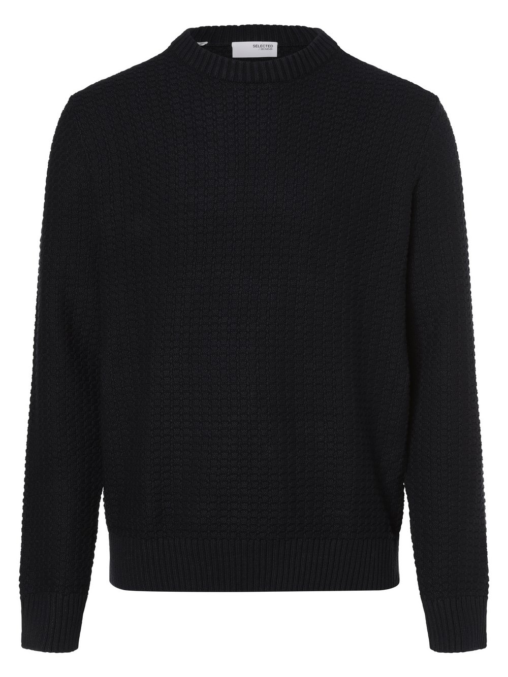 Selected Sweter męski Mężczyźni Bawełna niebieski wypukły wzór tkaniny, XL