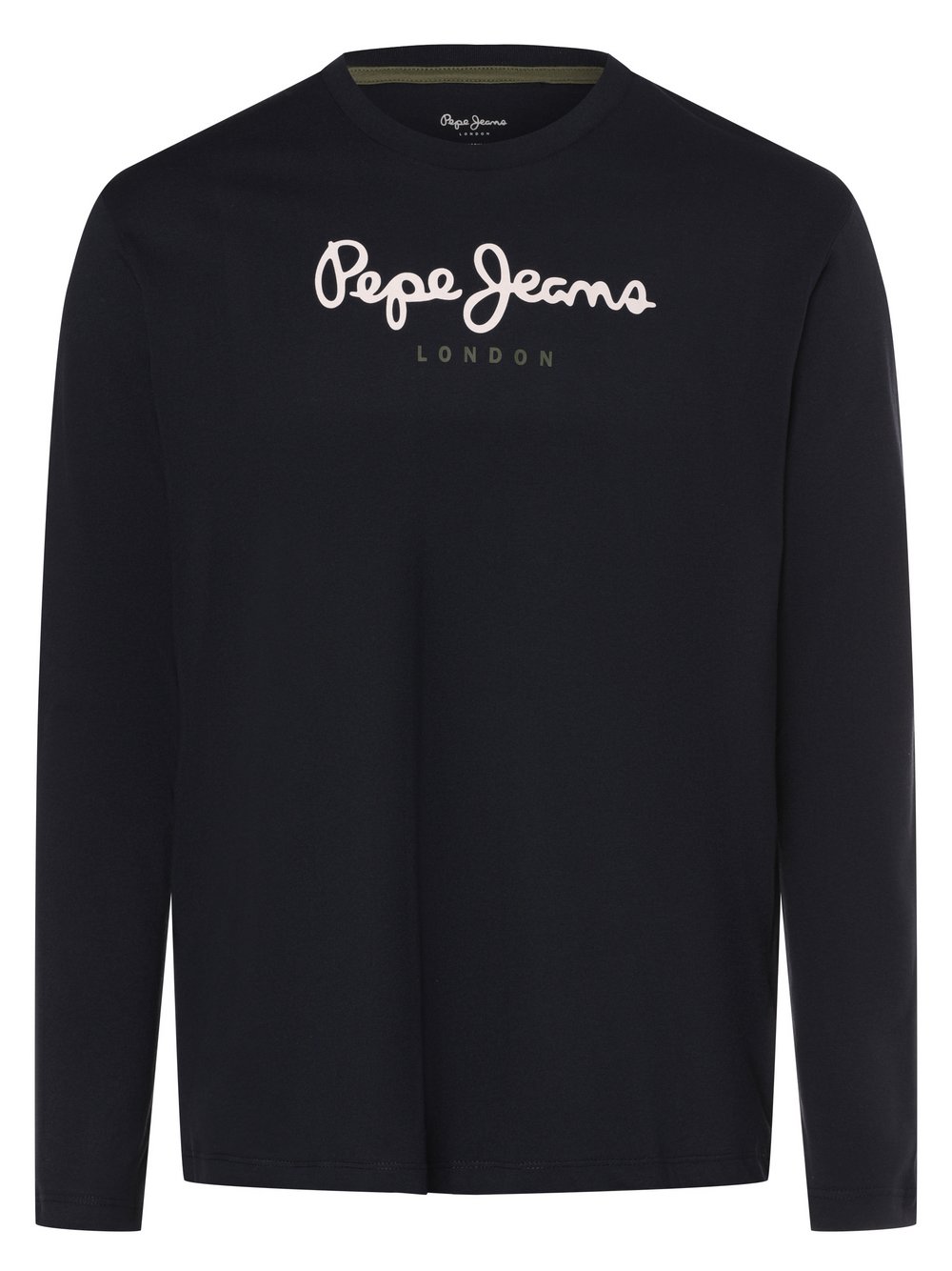 Pepe Jeans Męska koszulka z długim rękawem - Eggo Long Mężczyźni Bawełna niebieski nadruk, M