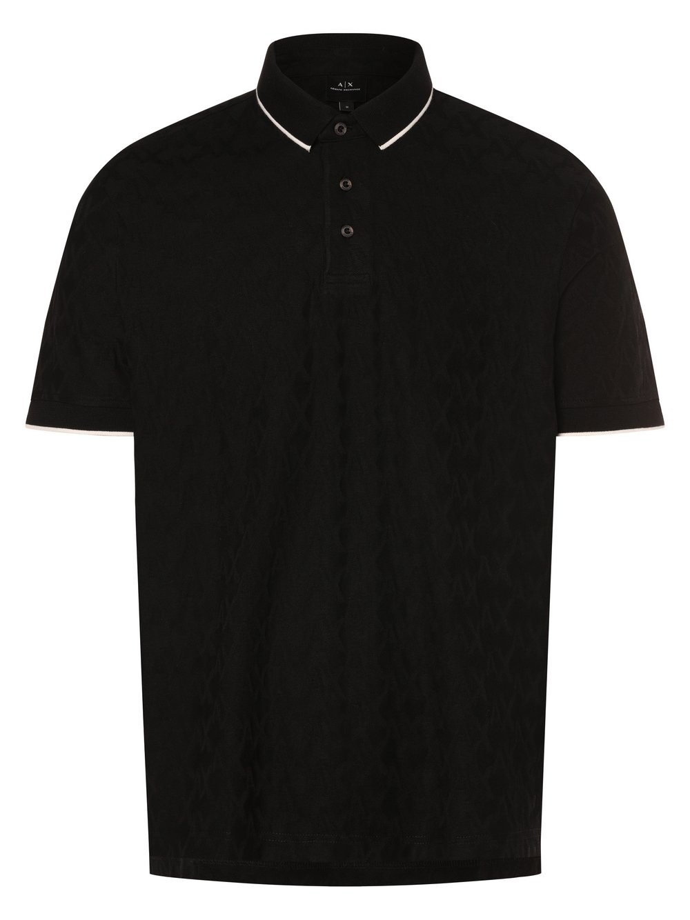 Armani Exchange Męska koszulka polo Mężczyźni Bawełna czarny wzorzysty, S