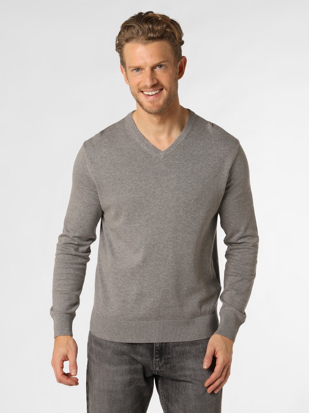 Andrew James Sweter męski Mężczyźni Bawełna szary jednolity, XXXL