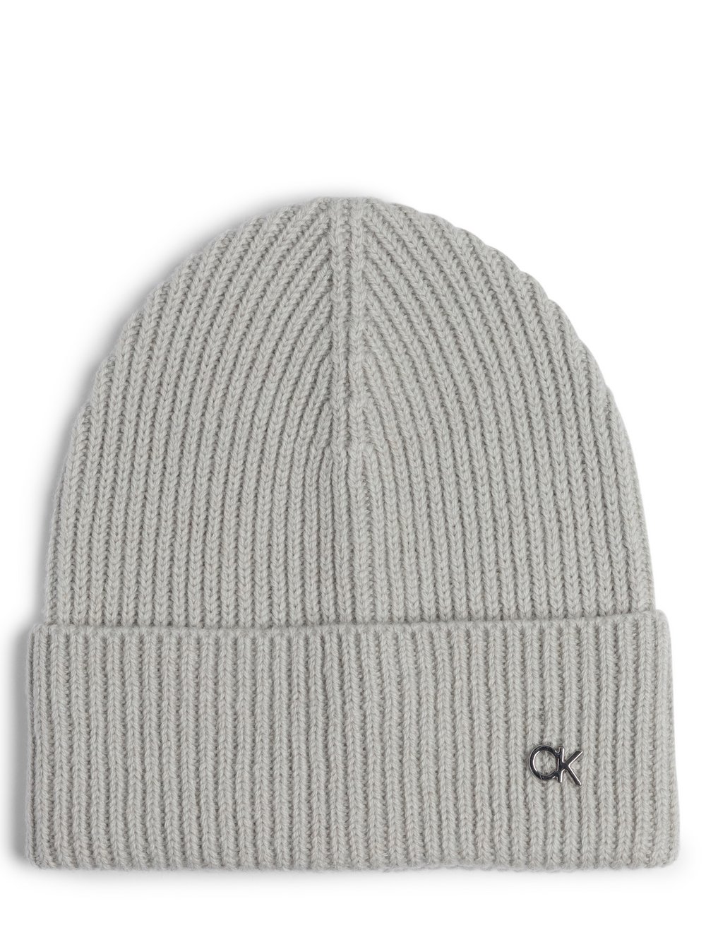 Calvin Klein Czapka damska z zawartością kaszmiru Kobiety dzianina grubo tkana szary jednolity, ONE SIZE