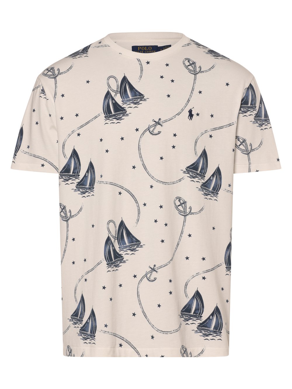 Polo Ralph Lauren T-shirt - klasyczny krój Mężczyźni Bawełna biały wzorzysty, S