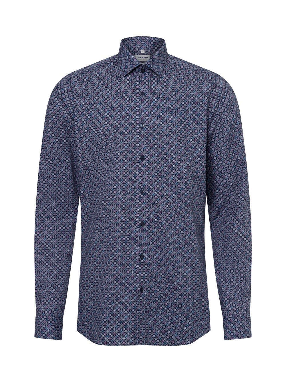 Olymp Level Five Koszula męska Mężczyźni Slim Fit Bawełna niebieski wzorzysty, 39