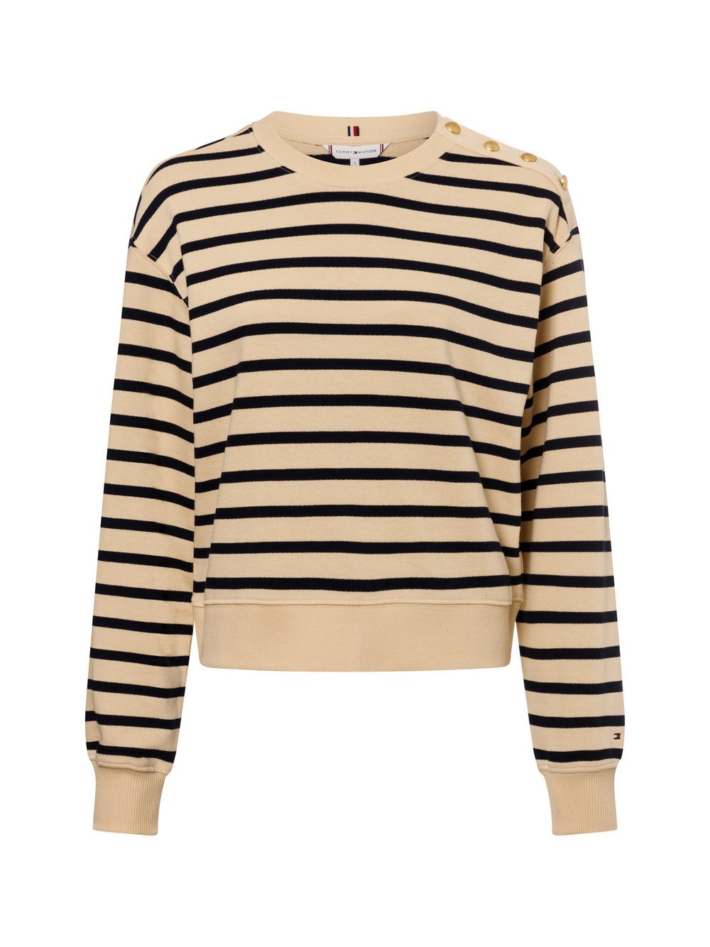 Tommy Hilfiger Bluza damska Kobiety Bawełna beżowy|niebieski w paski, S