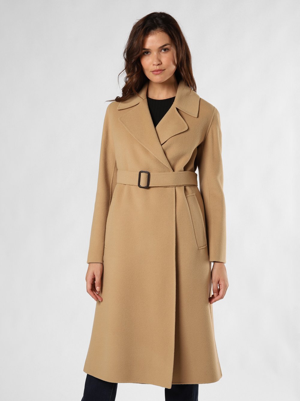 Max Mara Weekend Płaszcz damski - Manu Kobiety wełna ze strzyży beżowy jednolity, 34
