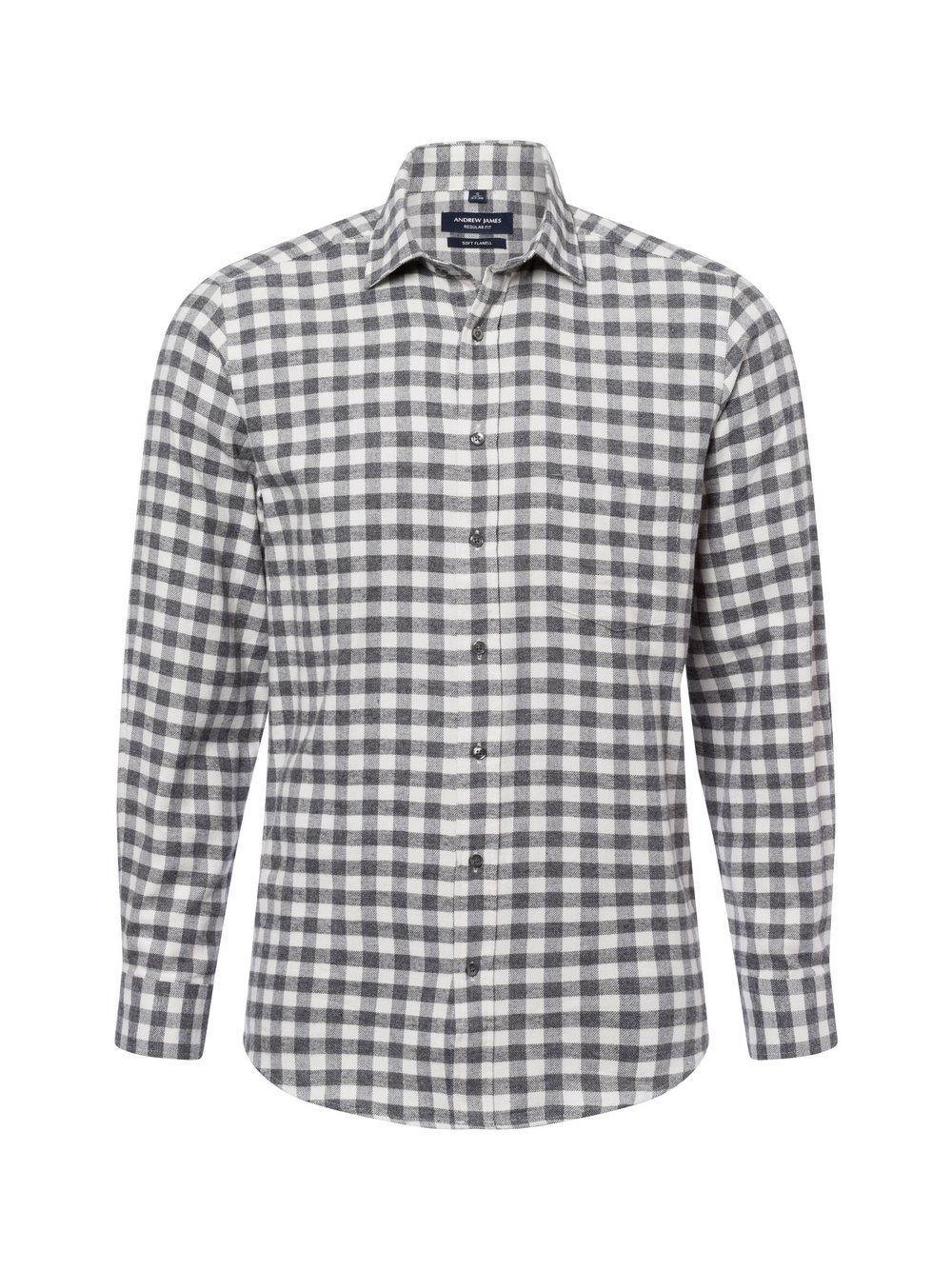 Andrew James Męska koszula casual Mężczyźni Regular Fit Bawełna szary w kratkę, S