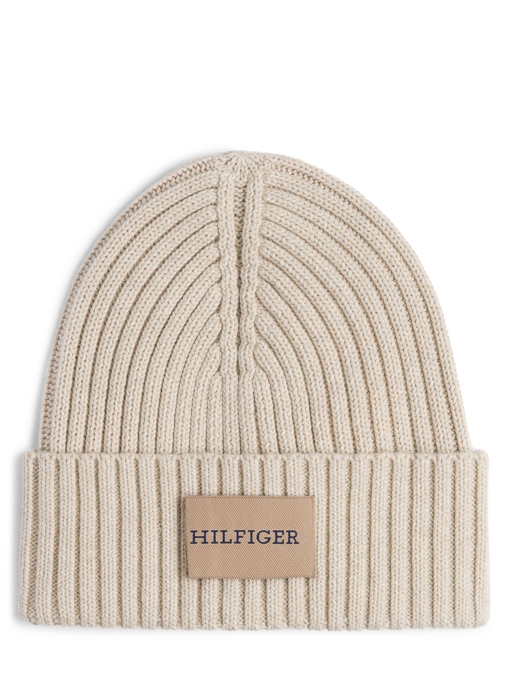 Tommy Hilfiger Czapka męska Mężczyźni Bawełna beżowy jednolity, ONE SIZE