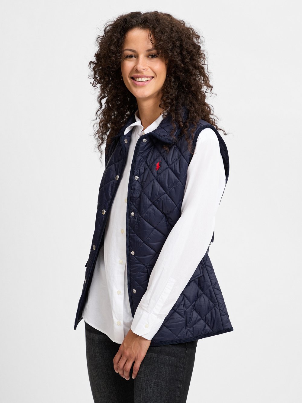 Polo Ralph Lauren Damska pikowana kamizelka Kobiety niebieski jednolity, S