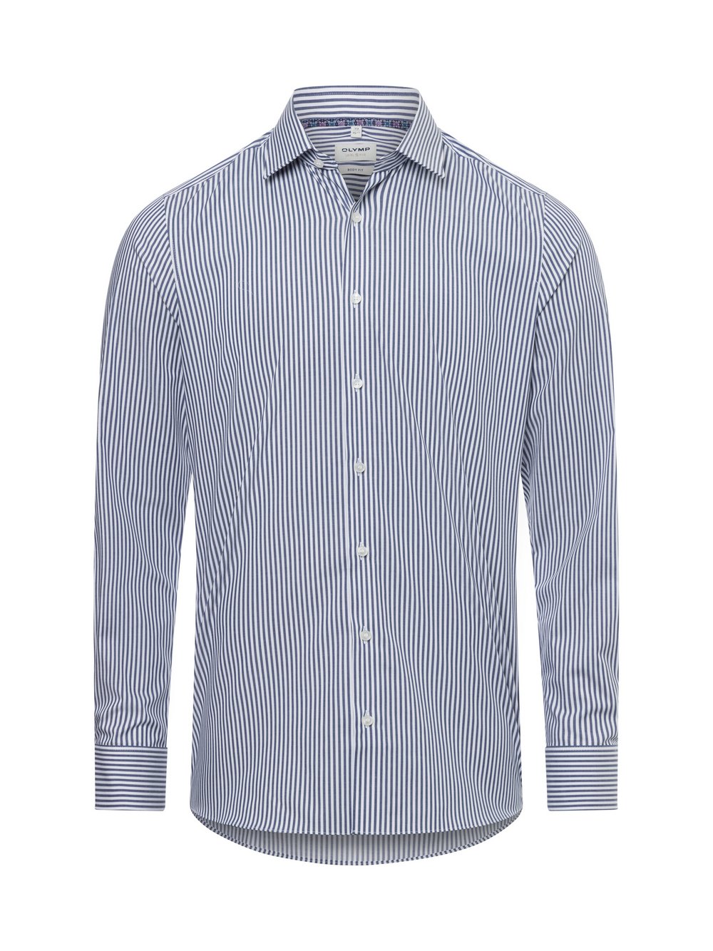 Olymp Level Five Koszula męska Mężczyźni Slim Fit Bawełna niebieski|biały w paski, 38
