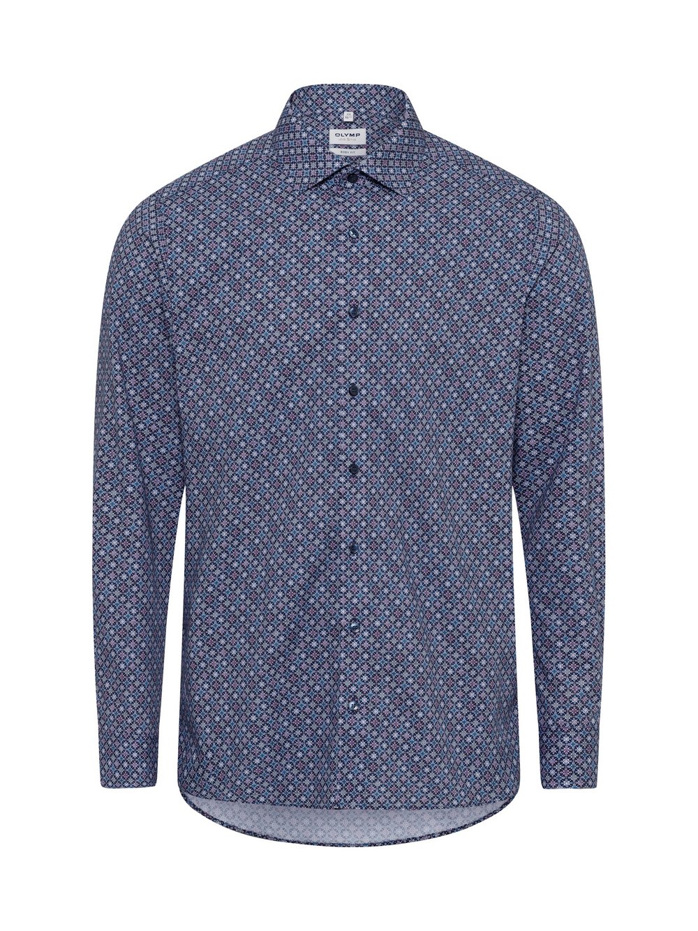 Olymp Level Five Koszula męska Mężczyźni Slim Fit Bawełna niebieski|wielokolorowy wzorzysty, 38