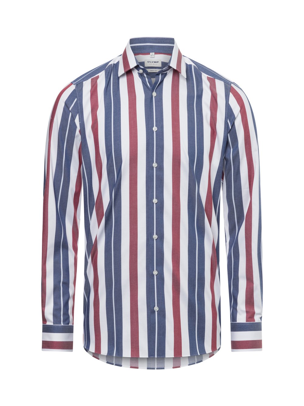 Olymp Level Five Koszula męska Mężczyźni Slim Fit Bawełna niebieski|czerwony|biały w paski, 38