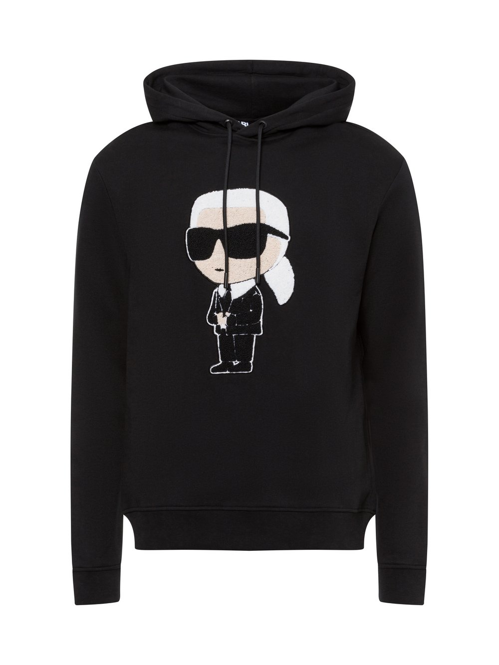 KARL LAGERFELD Męski sweter z kapturem Mężczyźni Bawełna czarny nadruk, M
