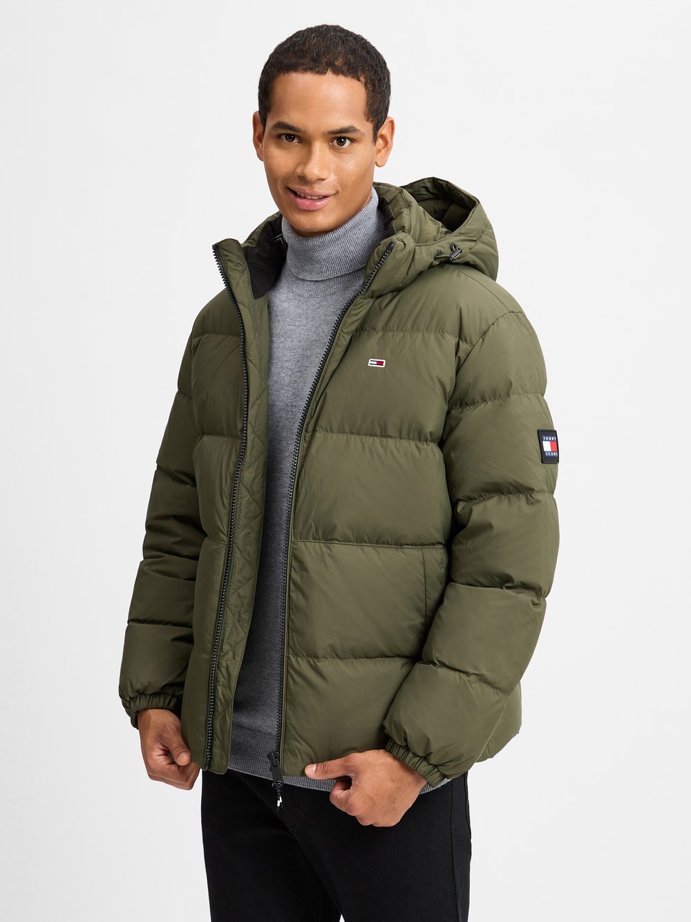 Tommy Jeans Pikowana kurtka męska Mężczyźni zielony jednolity, S