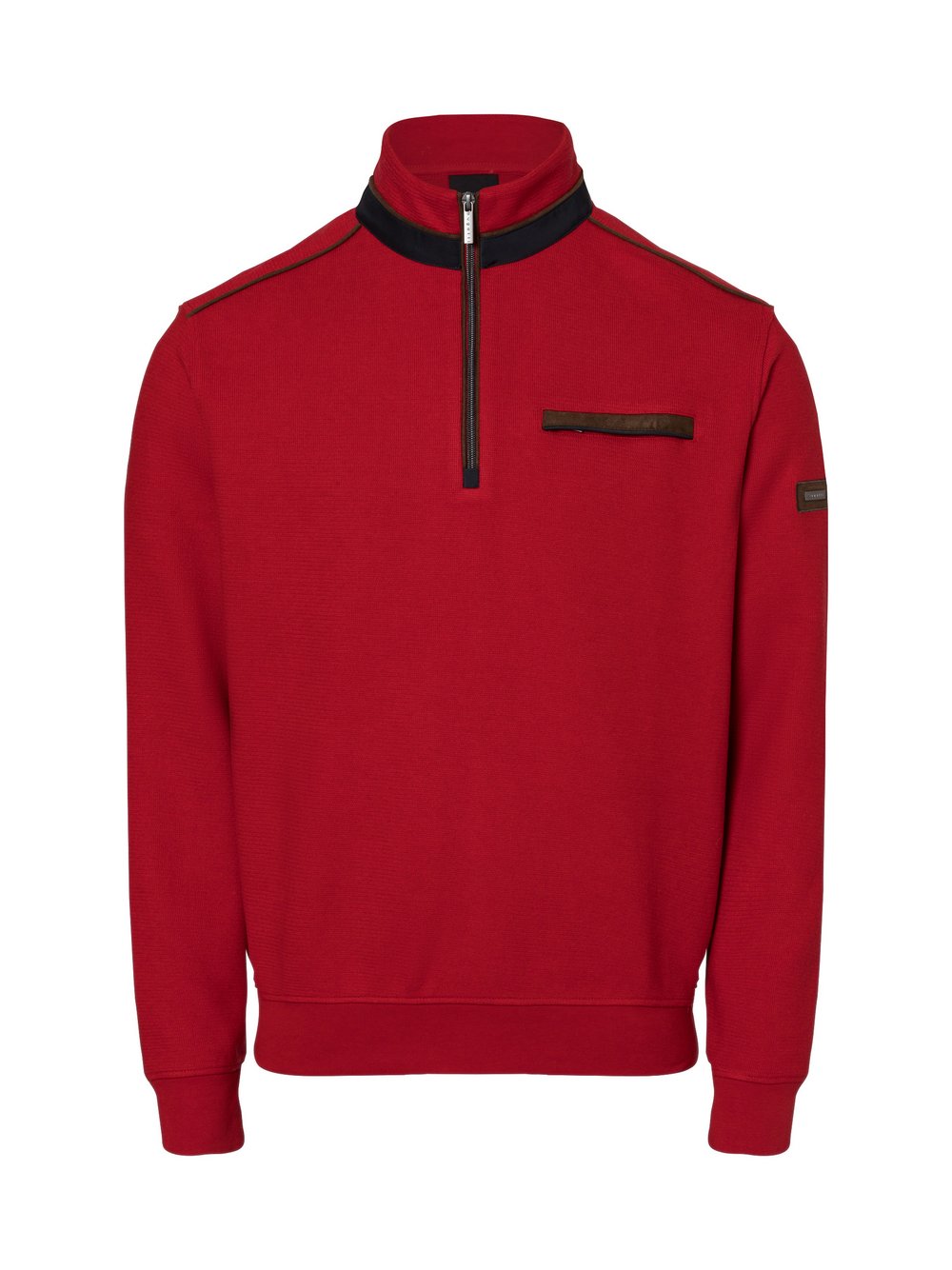 Bugatti Męski sweter Mężczyźni Bawełna czerwony jednolity, M