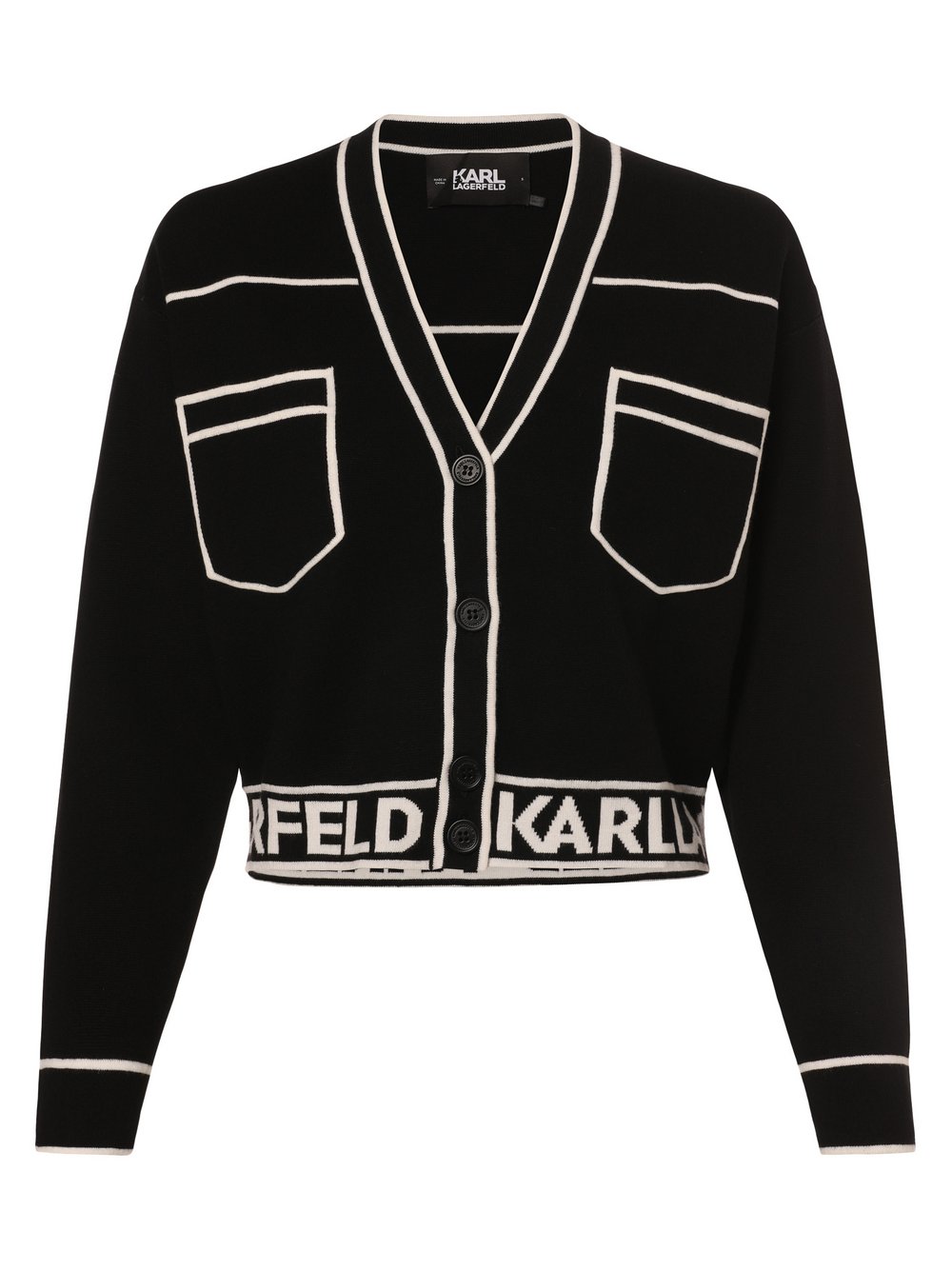 KARL LAGERFELD Kardigan damski Kobiety Bawełna czarny wzorzysty, S