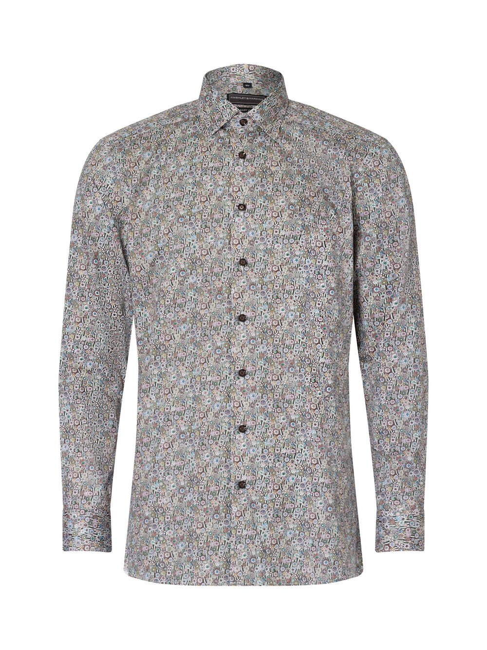 Finshley & Harding Koszula męska Mężczyźni Slim Fit Bawełna wielokolorowy wzorzysty, 39