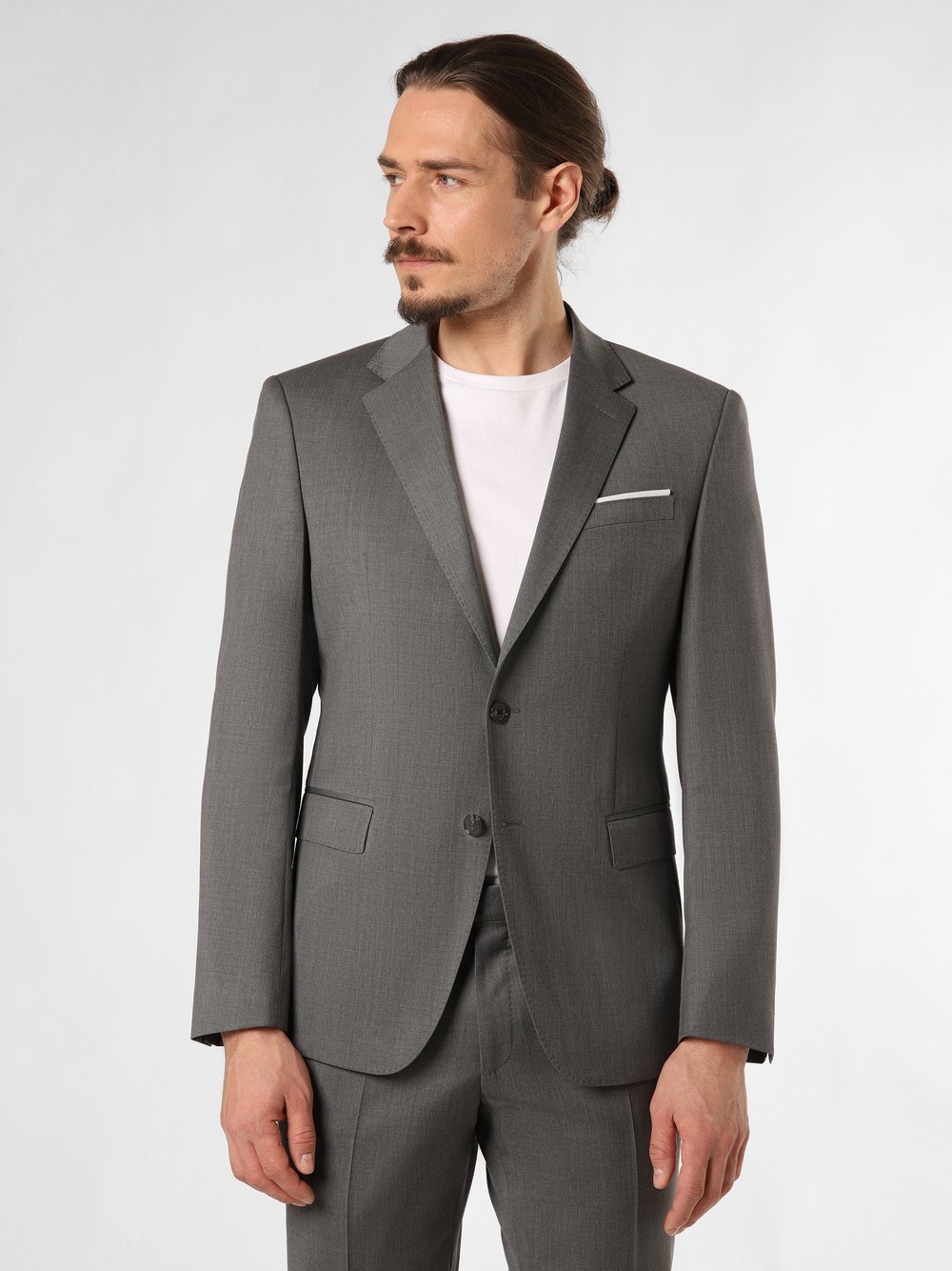 JOOP! Męska kurtka modułowa - Herby Mężczyźni Slim Fit Wełna szary jednolity, 25