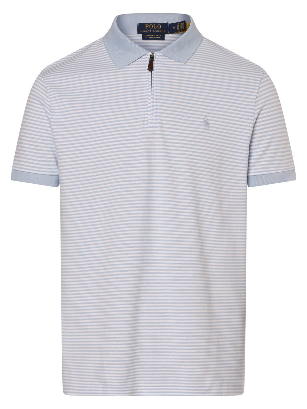 Polo Ralph Lauren Męska koszulka polo - Custom Slim Fit Mężczyźni Bawełna niebieski|biały w paski, S