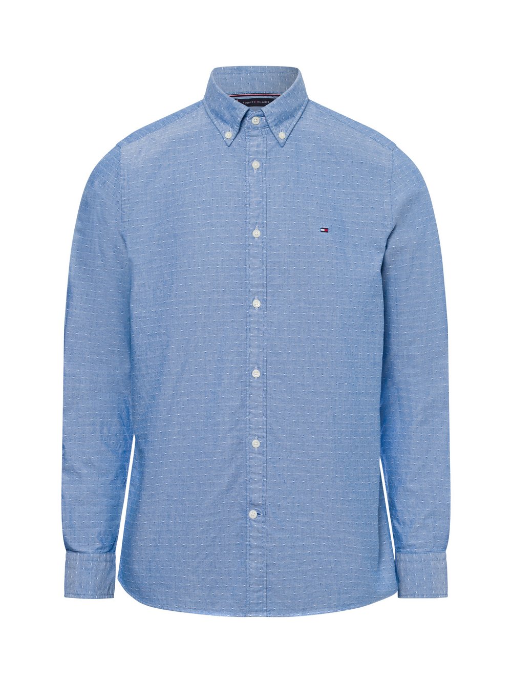 Tommy Hilfiger Koszula męska Mężczyźni Slim Fit Bawełna niebieski wypukły wzór tkaniny, M