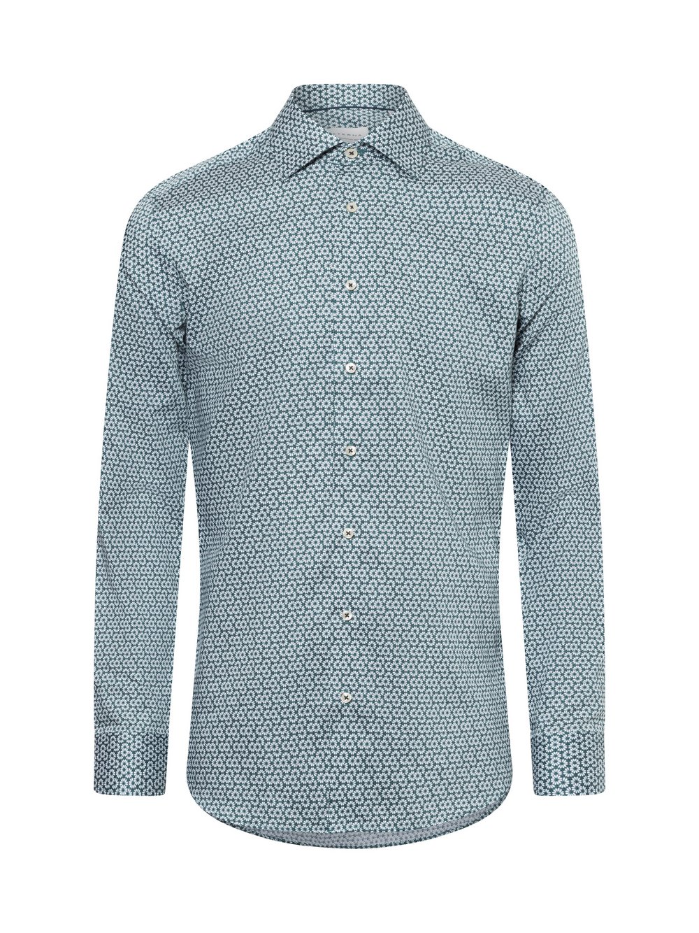 Eterna Slim Fit Koszula męska - non-iron Mężczyźni Slim Fit Bawełna zielony wzorzysty, 38