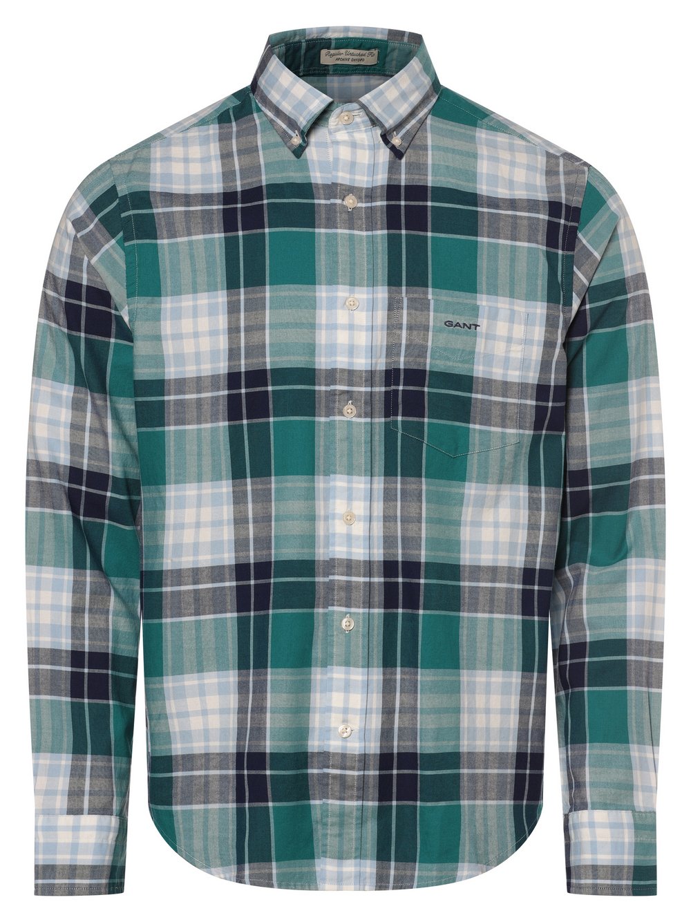 Gant Koszula męska Mężczyźni Regular Fit Bawełna niebieski|zielony w kratkę, M