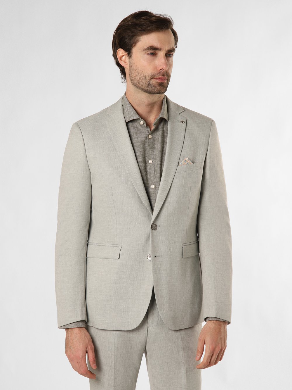 Finshley & Harding London Męska kurtka modułowa - Brixdon Mężczyźni Slim Fit zielony|szary wypukły wzór tkaniny, 44