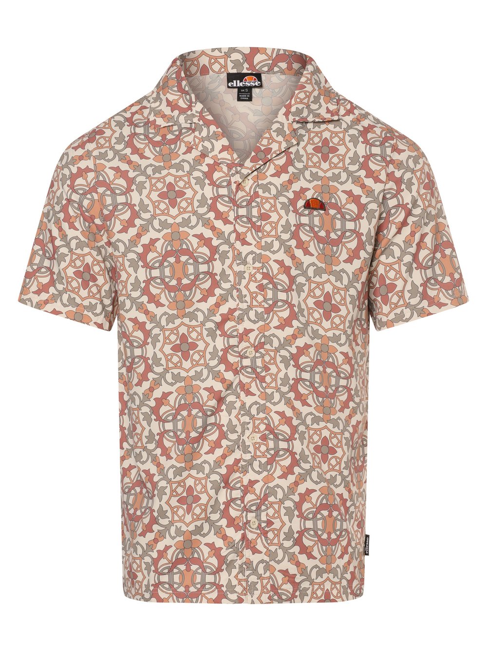 ellesse Koszula męska - Melos Mężczyźni Modern Fit beżowy|pomarańczowy wzorzysty, S