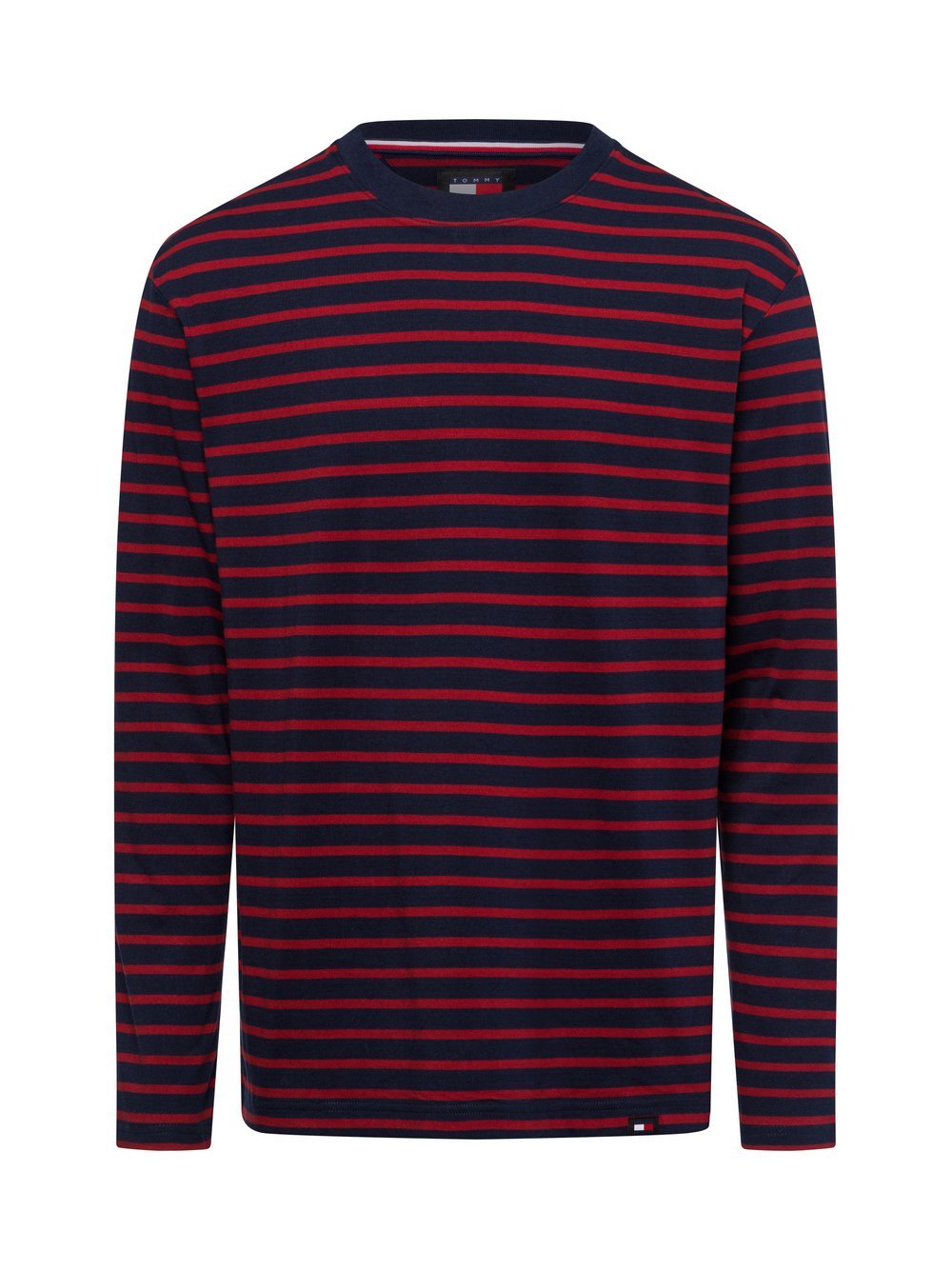 Tommy Jeans Męska koszula z długim rękawem Mężczyźni Bawełna niebieski|czerwony w paski, S
