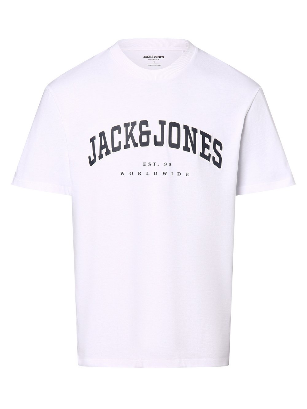 Jack & Jones Koszulka męska - JJECaleb Mężczyźni Bawełna biały nadruk, S