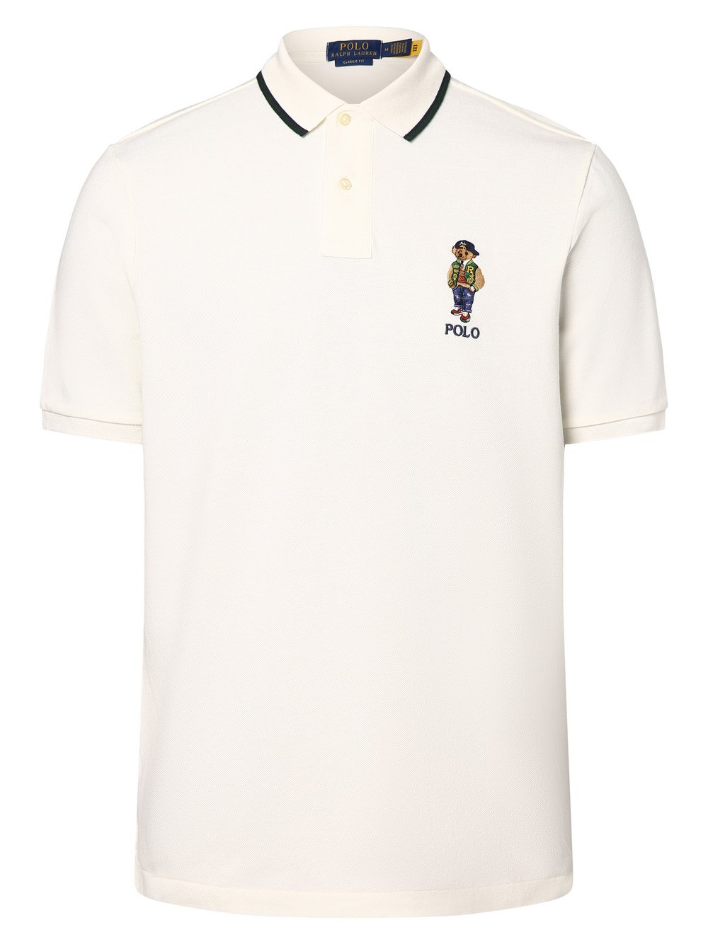 Polo Ralph Lauren Męska koszulka polo - klasyczny krój Mężczyźni Bawełna beżowy|biały jednolity, S