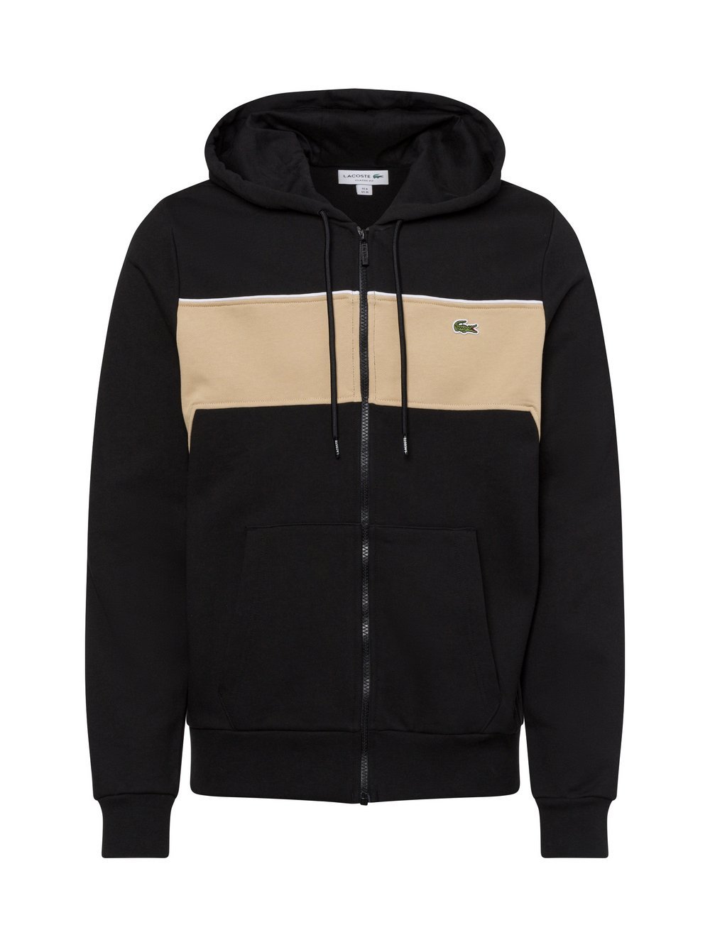 Lacoste Męska kurtka z kapturem Mężczyźni Bawełna czarny jednolity, 3