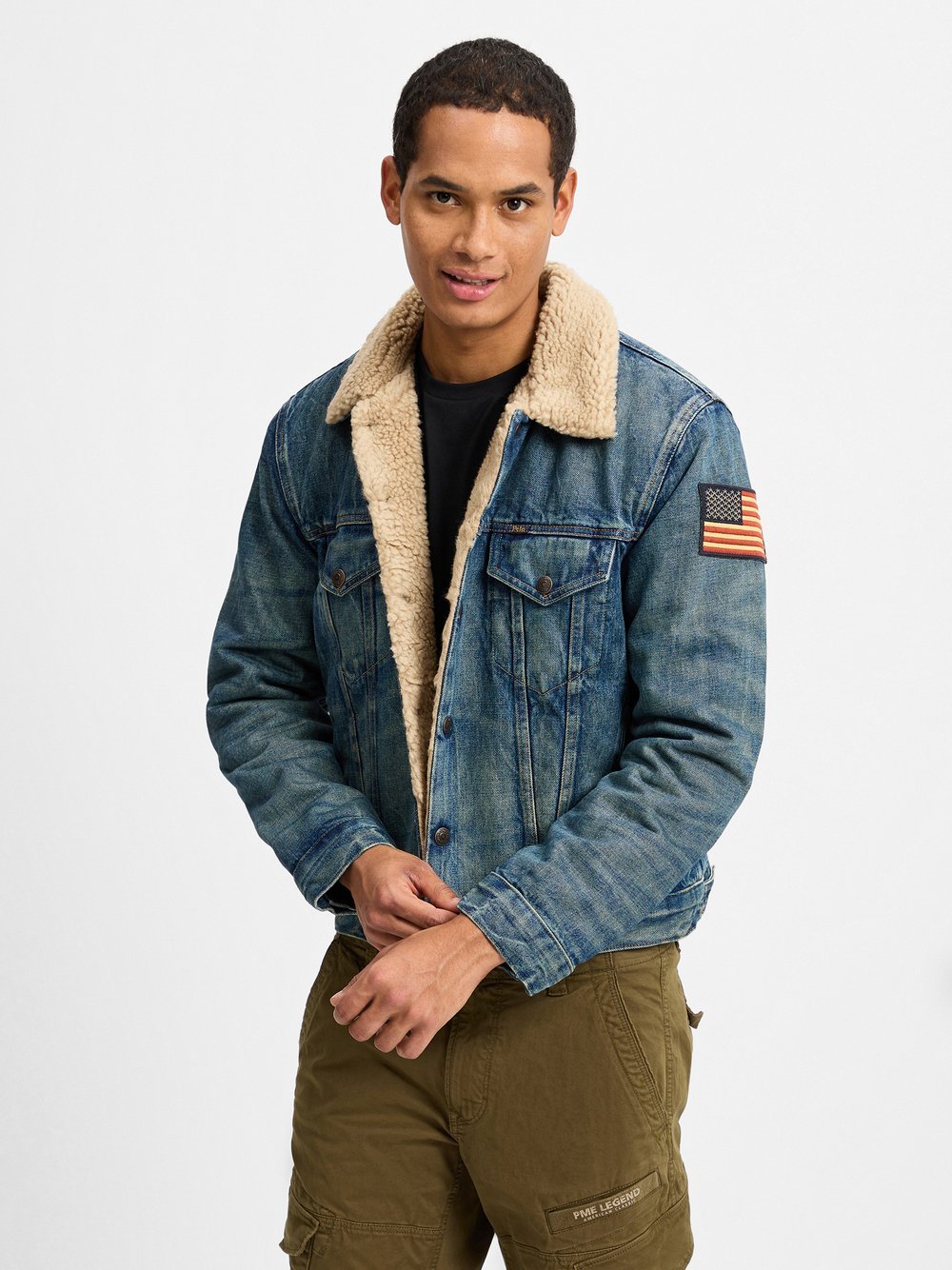 Polo Ralph Lauren Męska kurtka dżinsowa Mężczyźni Bawełna niebieski jednolity, S