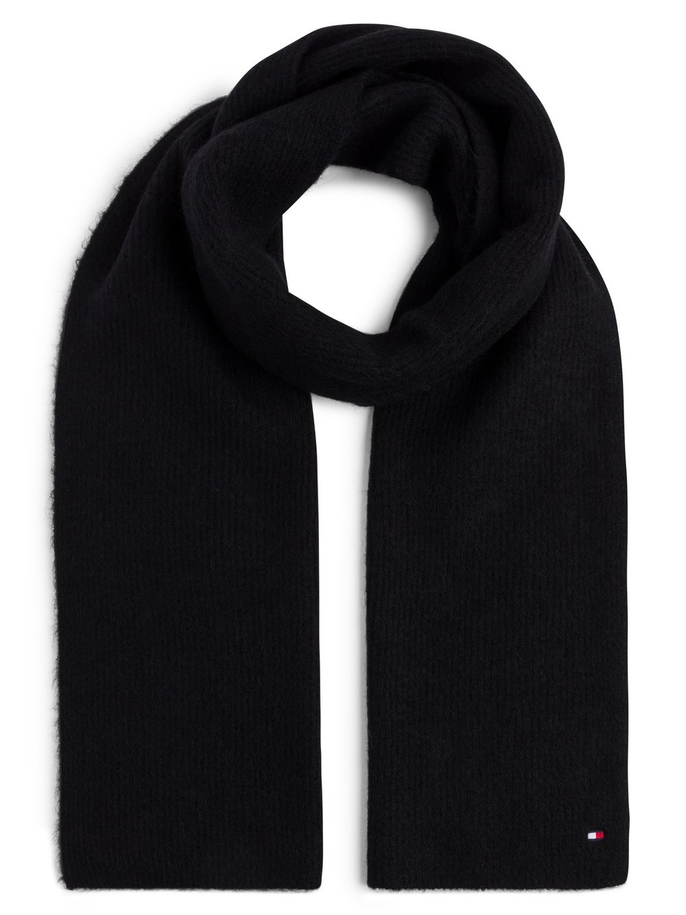 Tommy Hilfiger Szalik damski - EDS ESSENTIAL FLAG FUZZY SCARF Kobiety czarny jednolity, ONE SIZE