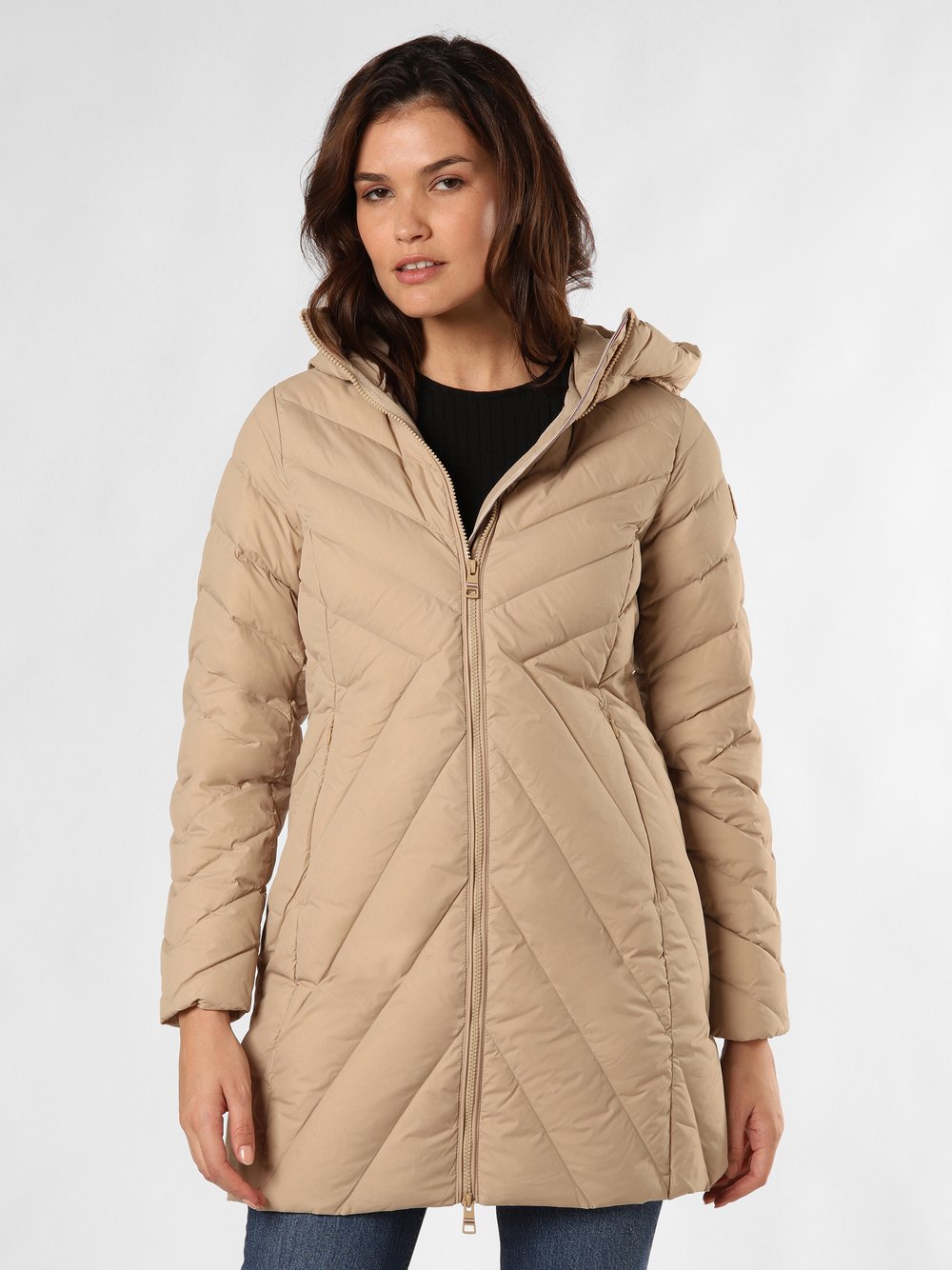 Tommy Hilfiger Damski płaszcz puchowy Kobiety Puch beżowy jednolity, S