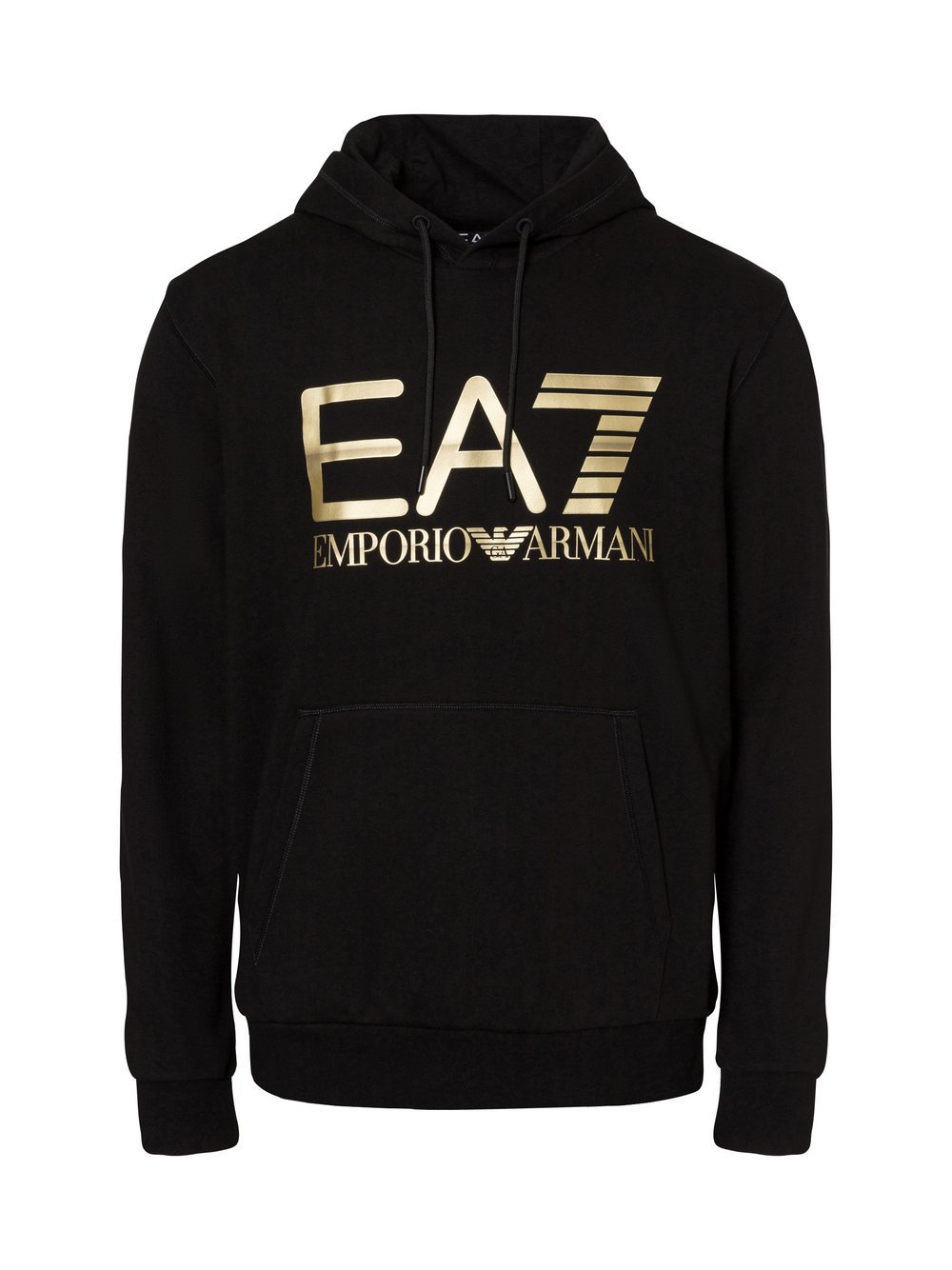 EA7 Emporio Armani Męski sweter z kapturem Mężczyźni Bawełna czarny wzorzysty, M