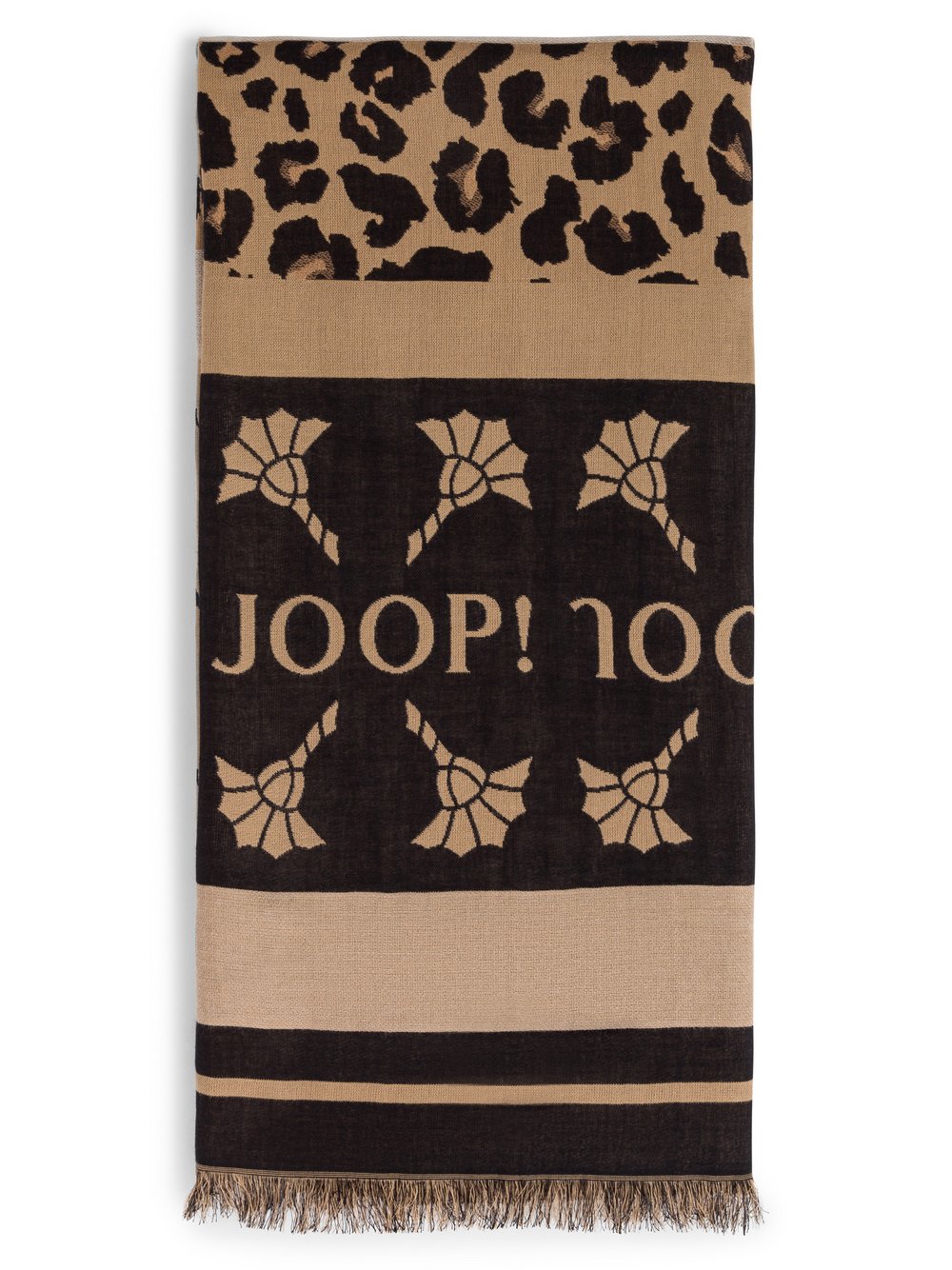 JOOP! Szalik damski Kobiety Bawełna brązowy|czarny wzorzysty, ONE SIZE