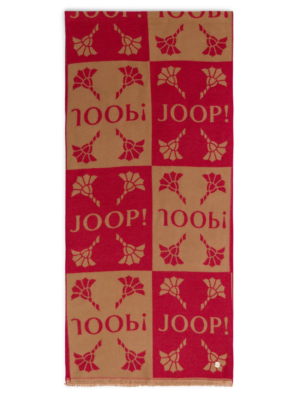 JOOP! Szalik damski Kobiety wiskoza czerwony|beżowy wzorzysty, ONE SIZE