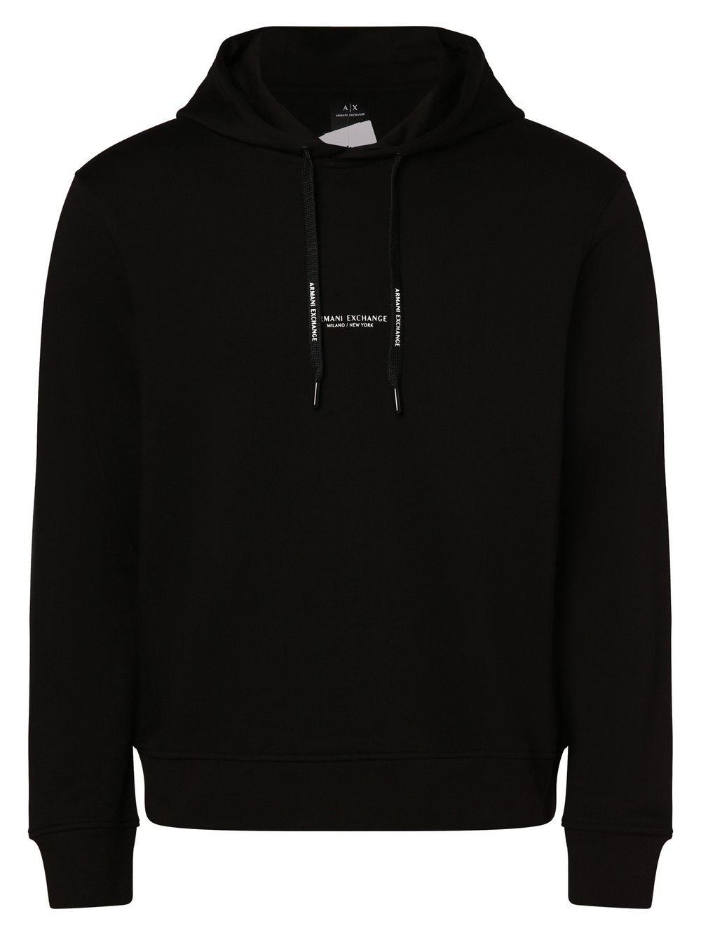 Armani Exchange Męski sweter z kapturem Mężczyźni Bawełna czarny jednolity, S