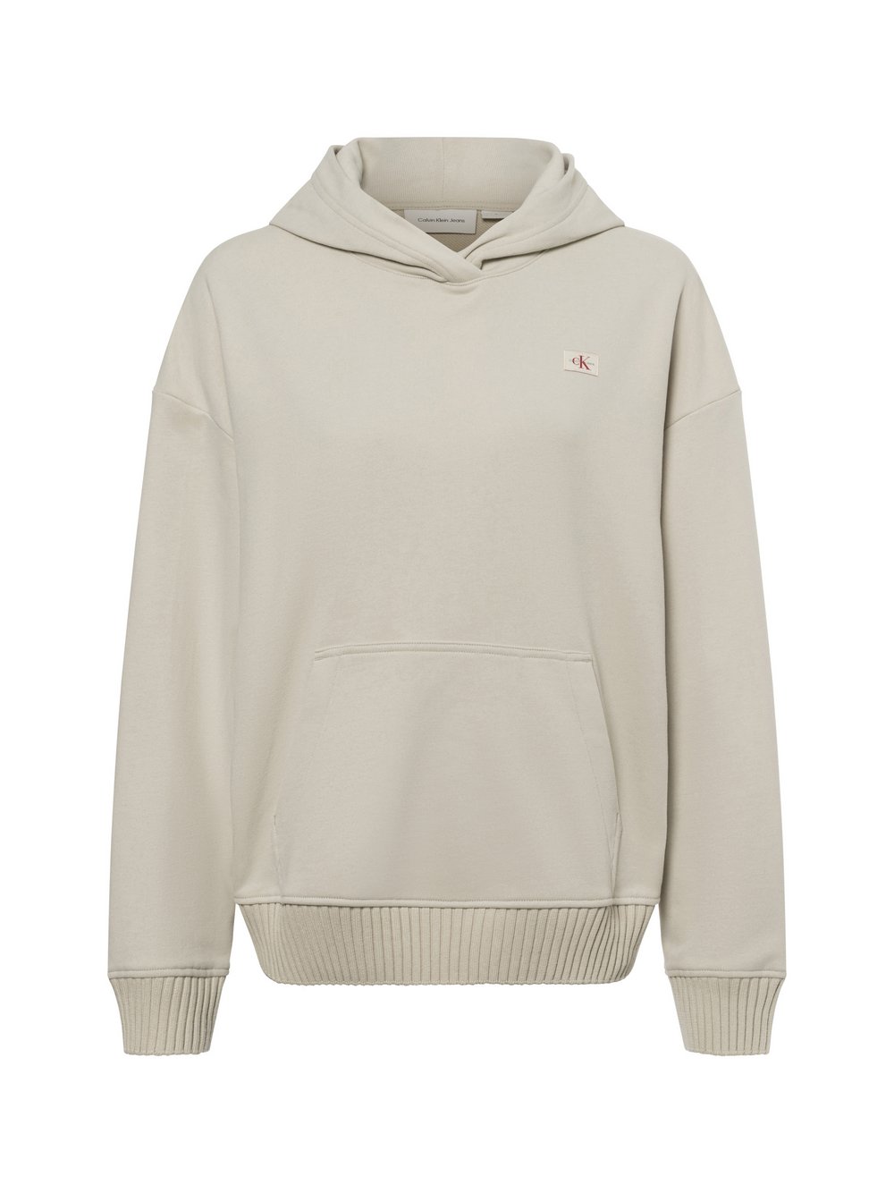 Calvin Klein Jeans Damski sweter z kapturem Kobiety Bawełna szary jednolity, S