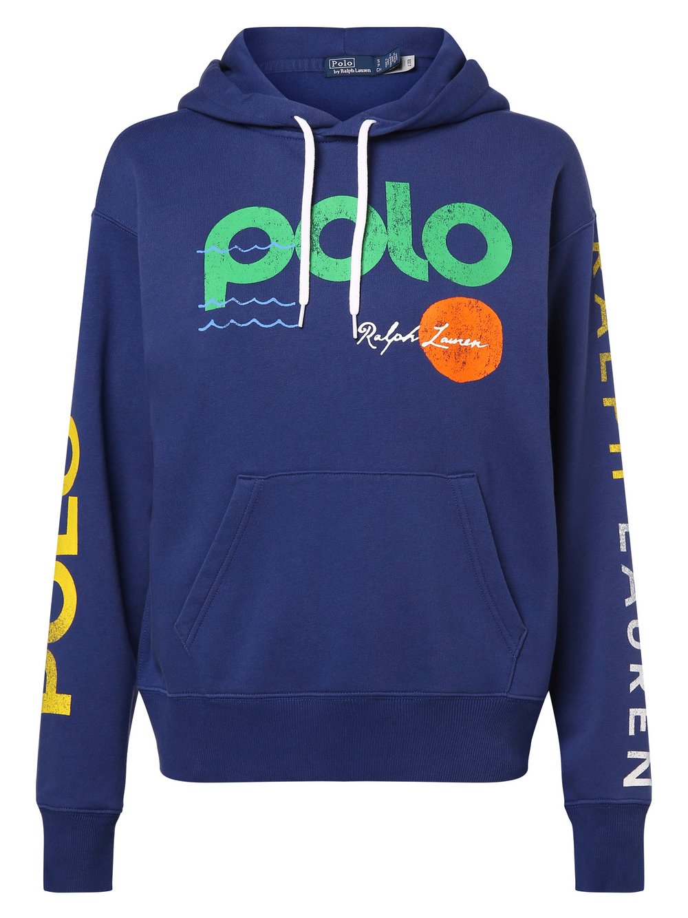 Polo Ralph Lauren Damski sweter z kapturem Kobiety Bawełna niebieski nadruk, S