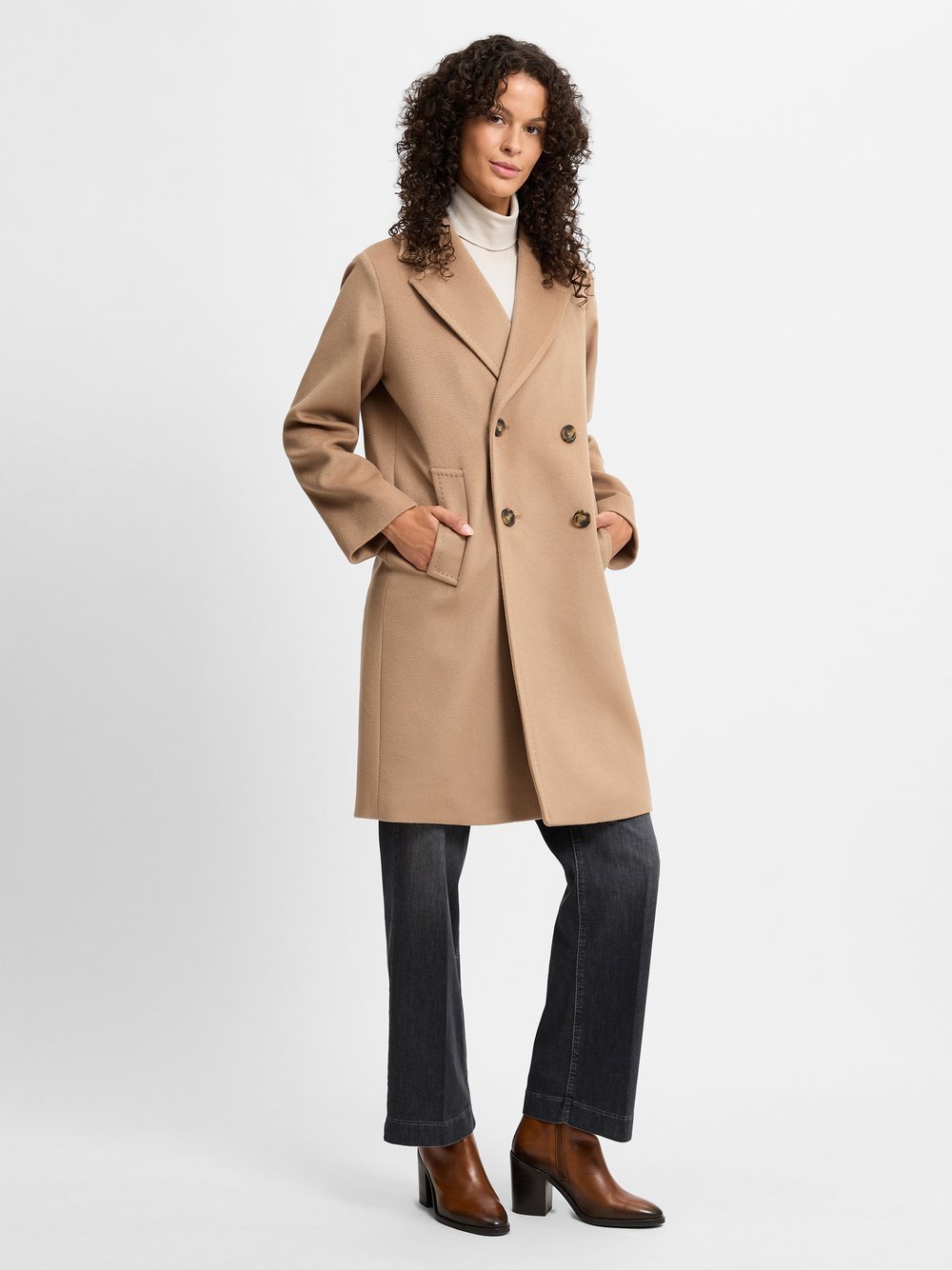 Max Mara Weekend Damskie płaszcze wełniane Kobiety wełna ze strzyży brązowy jednolity, 34