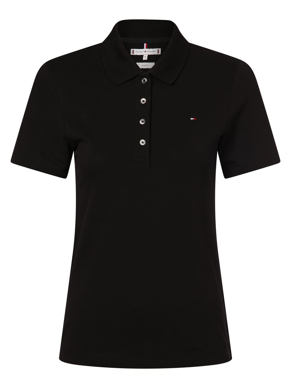 Tommy Hilfiger Damska koszulka polo Kobiety Bawełna czarny jednolity, S