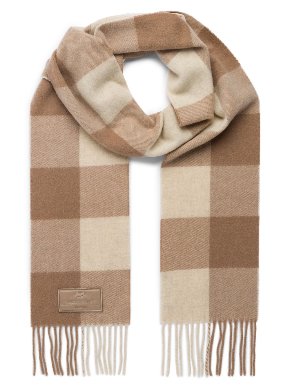 Max Mara Weekend Szalik damski - Ora Kobiety wełna ze strzyży brązowy|beżowy wzorzysty, ONE SIZE